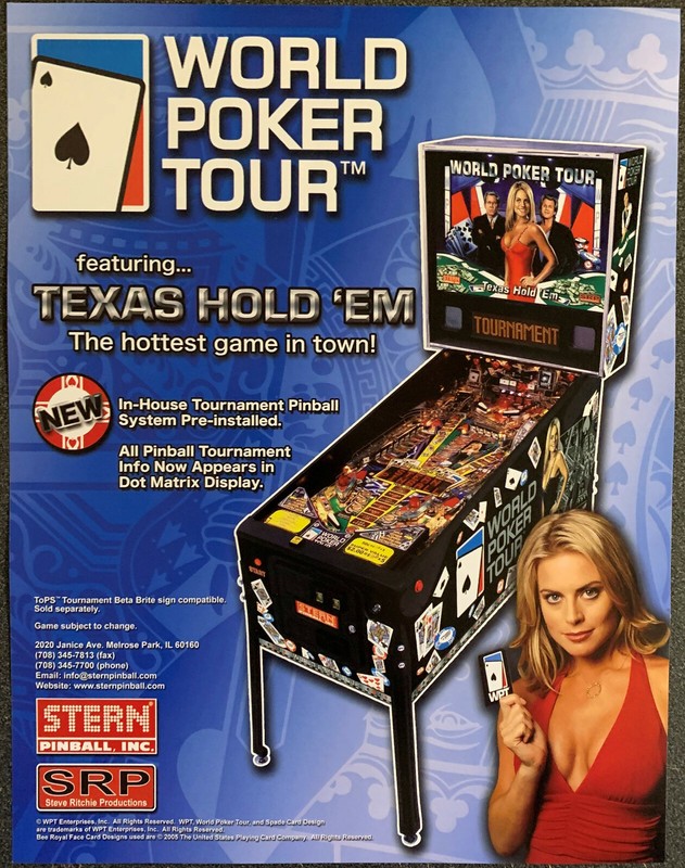 WORLD POKER TOUR - Original Stern Pinball Advertising Flyer 2006 - Box Shipped