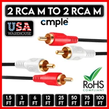 2 RCA Cable Dual RCA Cord Male Stereo Audio Cable HDTV Amplifier Subwoofer