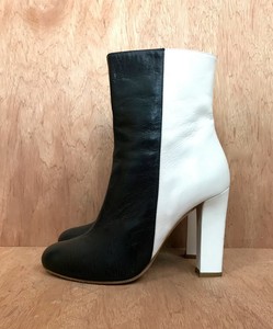 black and white booties heels