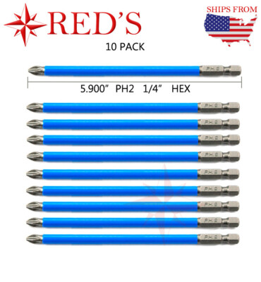 10Pcs 1/4'' Magnetic Hex Shank Anti-slip PH2 Phillips Screwdriver Drill Bits Set