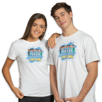 Man City Champions 2024 Vector Heroes Adult T-Shirt S-3XL 4 In A Row Great Gift