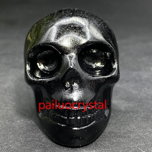 2" Natural Obsidian Skull Quartz Crystal Skull Carved Figurines Reiki Gem 1pcs - Picture 8 of 12