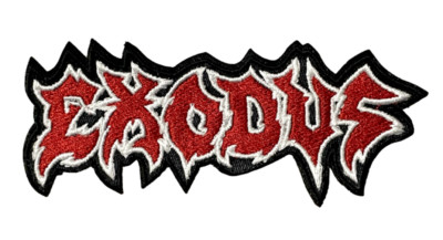 EXODUS RED & WHITE LOGO SHAPED EMBROIDERED PATCH