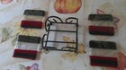 Fused Glass Coaster Set with Iron Holder - Multicolored