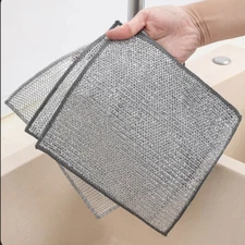 Wire Dishwashing Rag, Double Layer Metal Cloth 20 x 20cm