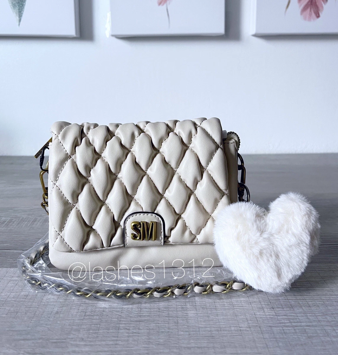 STEVE MADDEN Bag BMUFFY Quilted Crossbody Clutch Beige