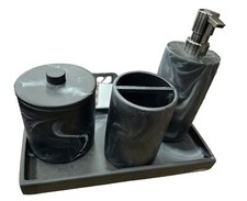 4 Piece Bathroom Vanity Set With Black Marble Effect