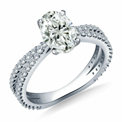 7,54 ct fast weißer Moissanit Diamant oval 925 Sterlingsilber Verlobungsring 