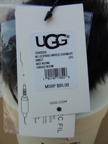 UGG LEOPARD MICRO DOT TOSCANA SHEARLING WIRED AUDIO DEVICE EARMUFFS, NWT AND BOX - Picture 5 of 6