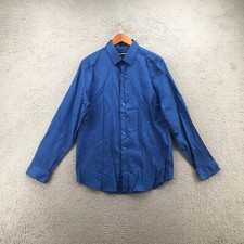 Express Button Up Long Sleeve Shirt Mens L Blue Cotton Blend Slim Fit Collared