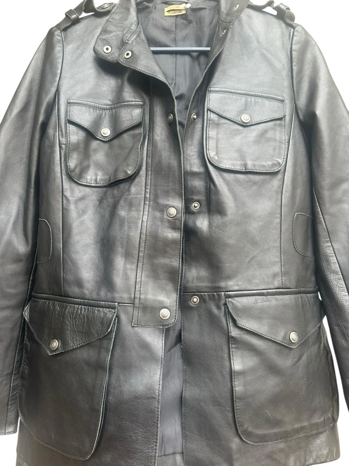 Max Studio Special Edition Leather Women Coat Black Jacket Size:XSMade in India - Image 3 of 4