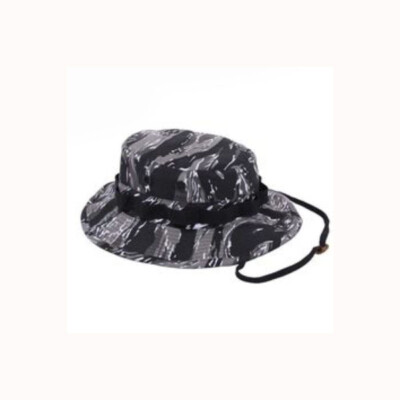 BLACK & WHITE SNOW JUNGLE TIGER STRIPE HUNTING FISHING BOONIE SUN HAT TYPE II