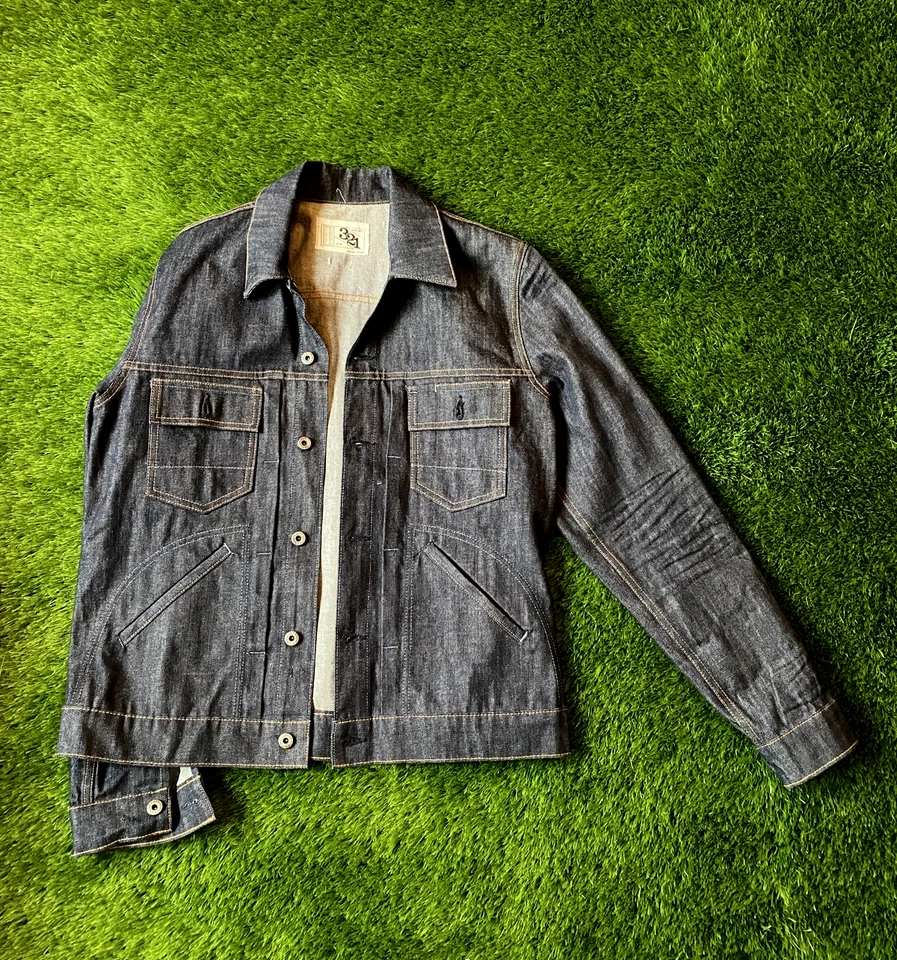 Jaqueta jeans crua tamanho G - American Rag AR321 Cone Mills feita nos EUA nova MSRP $400 - Imagem 3 de 4