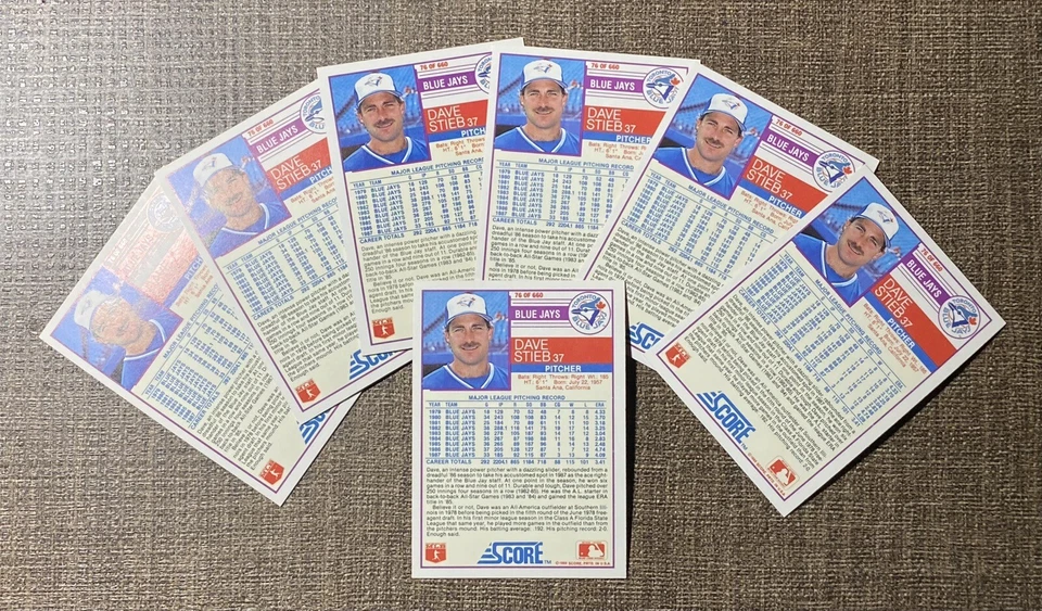 LOT OF 7 DAVE STIEB 1988 SCORE GLOSSY BASEBALL CARDS # 76 TORONTO BLUE JAYS - Image 2 of 4
