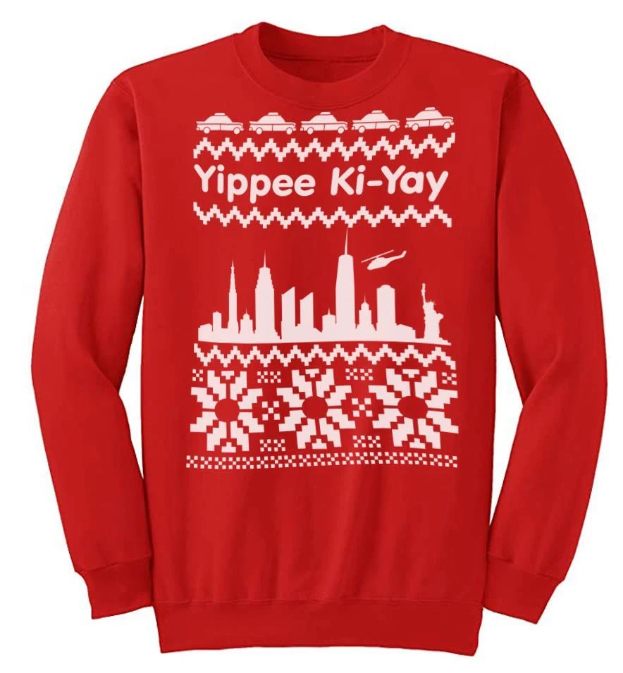 Adults Yippee Ki Yay 1980s 80s Xmas Movie New York Red Festive Christmas Jumper