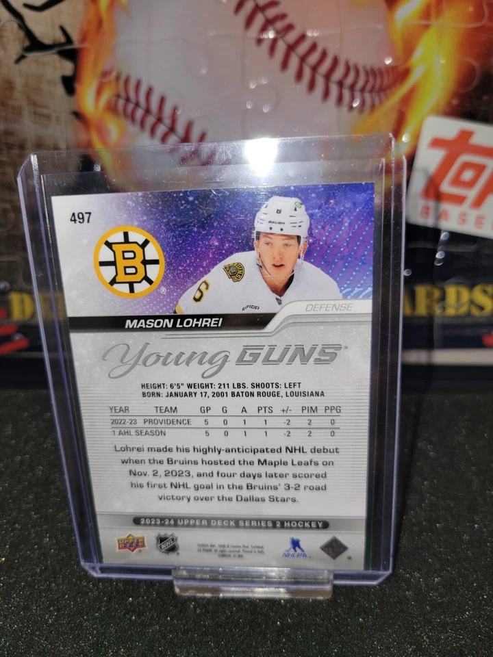 2023-24 UD Upper Deck Series 2 Mason Lohrei Young Guns #497 Boston Bruins - Image 2 of 2