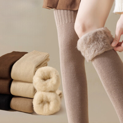 80cm Lady Knee High Socks Warm Faux Wool Over Kneeth Warm Socks