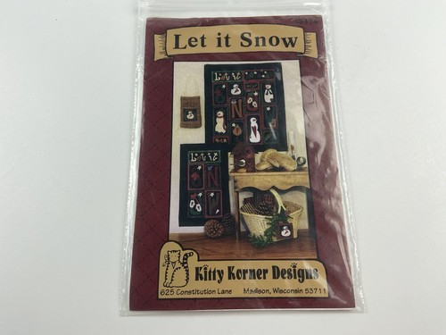 Let it Snow Wool Applique Pattern Kitty Korner Designs Wall Hanging