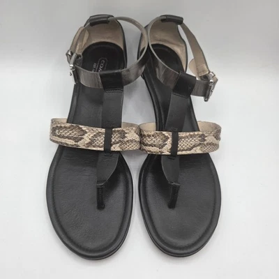 COACH VELVET Size 10B Women's Leather Thong Sandals Ankle Strap Wedge Heel VGUC - Image 1 of 4