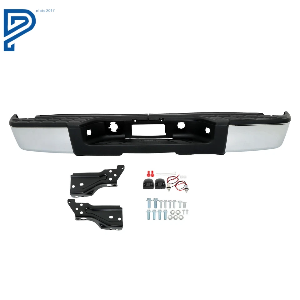 Chrome Rear Bumper Assembly For Chevy Silverado GMC Sierra 1500 2007-2013 2012 - Image 2 of 4