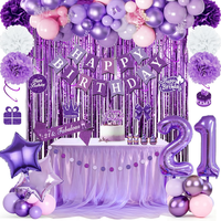 Lila Geburtstagsdeko FüR MäDchen 21. Geburtstag, Violett Happy Birthday Banner,