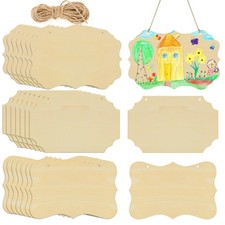24 Pieces Unfinished Hanging Wood Sign Blank with Ropes, 5.7X8.9 Inch Rectangl