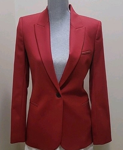 NWOT CEFINN Women's Blue minimal wool tailored blazer Size 4
