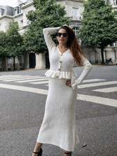 DAIMARAN Sizi  Women's Elegant Midi Dress White Size M/L