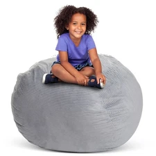 33" Large Beanbag - Stuff n Sit, Light Gray Corduroy
