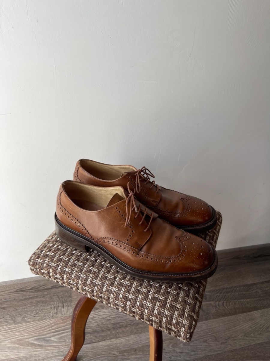 Paraboot Avignon Brown Leather Wingtip Brogues Shoes Made in
