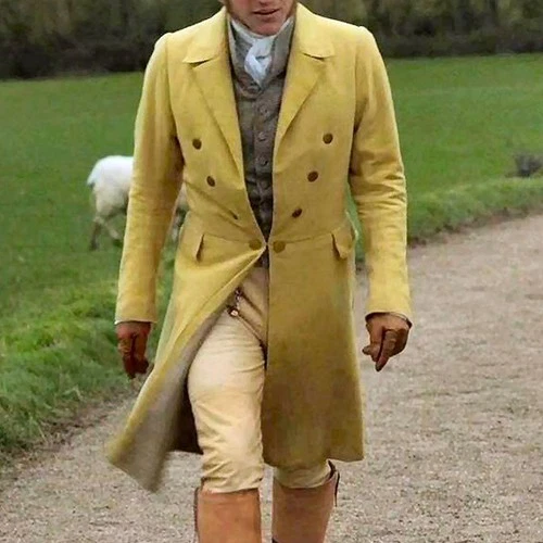 Mens Mustard Yellow Wool Regency Boy Costume Coat, Only Coat For Sale - product listing photo