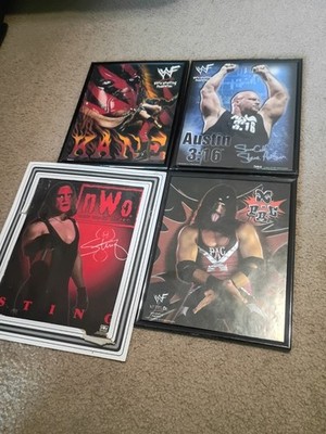 1998 WWF Wrestler Titan Sports Framed Prints 8''x10'' Used See Pics/Description B
