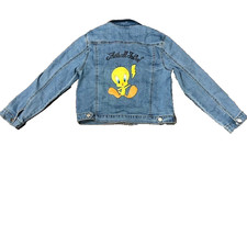 Jean Jacket Youth Large LG Blue Jean Long Sleeve Looney Tunes Tweety Bird