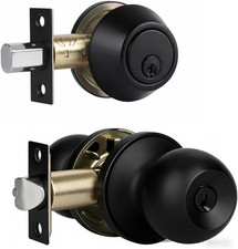 Front Door Lock Set with Deadbolt, Keyed Alike Exterior Door Handle and Deadbolt