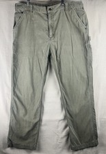 Carhartt Work Pants Mens 42x32 Green Relaxed Fit Cargo Distressed Carpenter