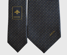     NEW Authentic GUCCI Dark Blue 100 SILK Men's Narrow Tie