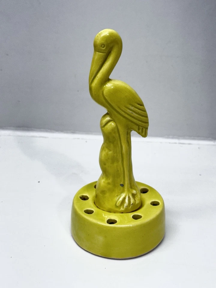 Royal Haeger Royal Arden Hickman Art Pottery 5.5" Yellow Flamingo Flower Frog - Image 3 of 4