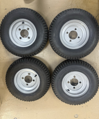 Lot of 4 Stud Tire Gray Wheel Assembly Turf 4.80/4.00-8 Trailer Wagon Pair 8''