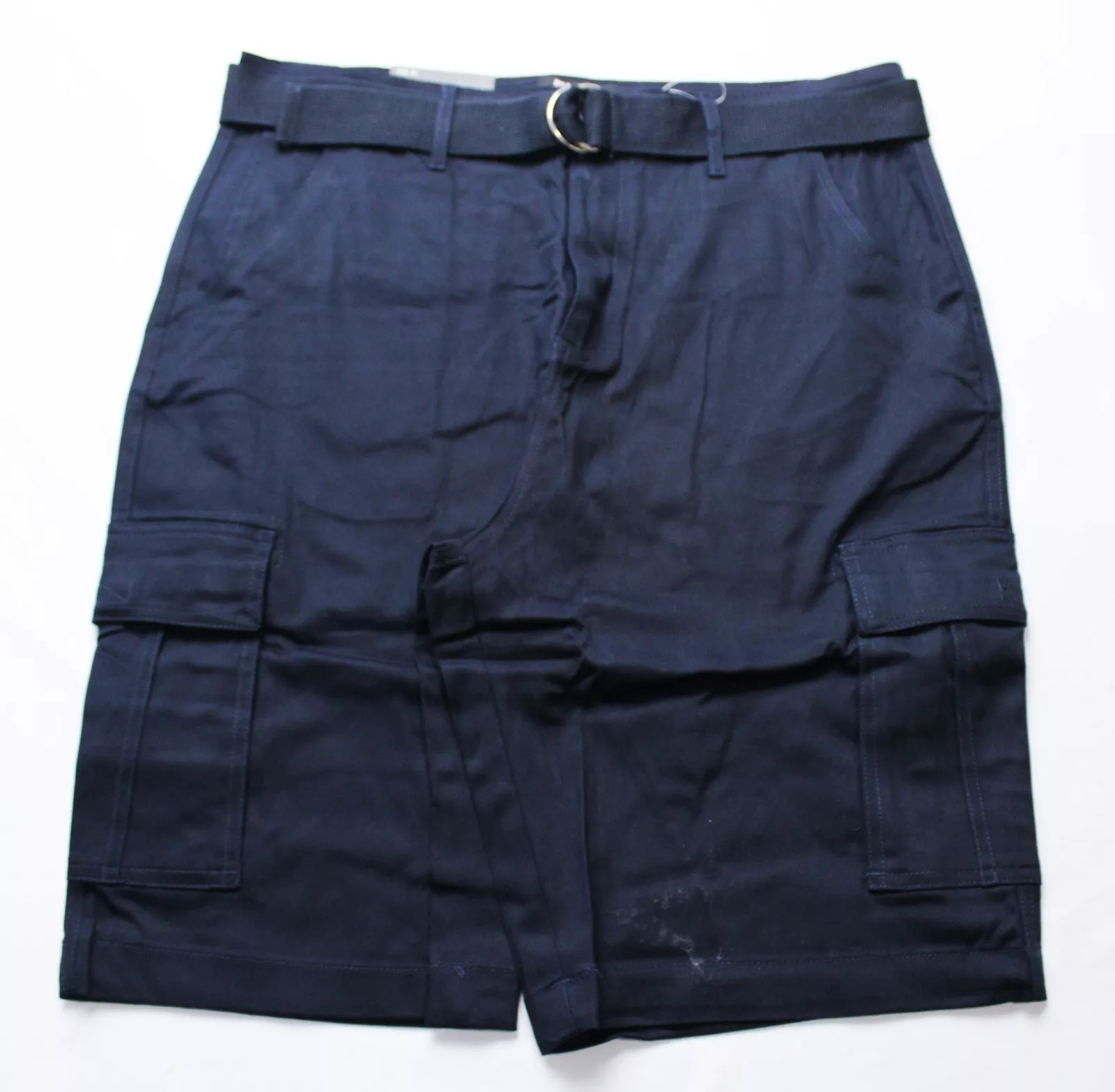 ШОРТЫ МУЖСКИЕ BLU ROCK NEW YORK С 10 КАРМАНАМИ-КАРГО ПО ВНУТРЕННЕМУ ШВУ И ПОЯСОМ В КОМПЛЕКТЕ 36 - ТЕМНО-СИНИЙ