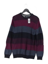 Maine Men's Jumper M Multi Striped 100 Cotton Crew Neck Pullover