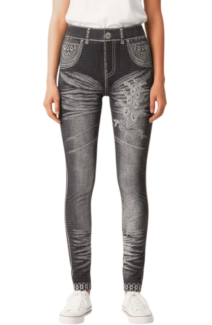 Women's Jean-Like Stretch Leggings Jeggings Soft Lightweight