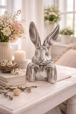 Hase, Hasenbüste, Silber, Osterdekoration, Modern