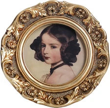 Small Vintage Picture Frames 3X3 Antique Ornate Mini round Picture Frames for Wa