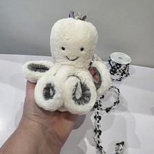 Jellycat Octopus NEW Tiny Cosmo White Octopus Silver Crown Black Sparkly 