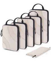 BAGSMART 6 Piece Compression Packing Cubes for Travel, 6 Set, 6pcs-White Opal