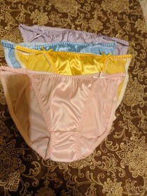 Vtg Lot Of 4 Satin String Bikini Panties Size M/L