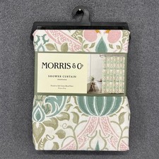 Morris Co Granada Shower Curtain 72x72 Green Pink Cotton Blend Floral Botanica