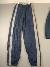 Vintage 90s Adidas Fleece Lined Track Pants Size Large Navy/White Ankle Zip