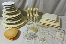 Vintage Wilton Cake Separator Plates, Pillars, accessories Lot of 44 pieces