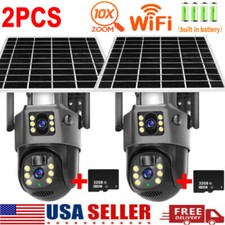 Solar Battery Powered Wireless WiFi Outdoor Pan/Tilt Home Security Camera System